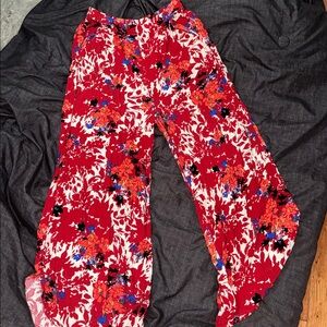 Free People Red and Blue Floral Pants